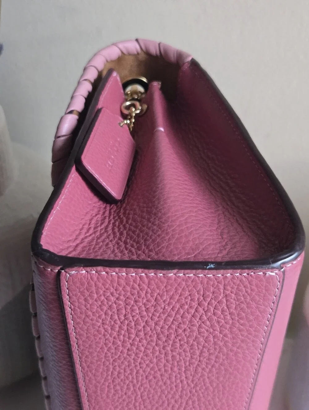 Like New Coach Lane Pink Whipstitch Leather Shoulder Bag